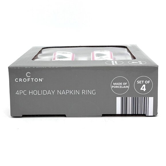 Crofton 4Pc Holiday Porcelain Napkin Rings With Nutcracker Christmas Tree Design - Picture 3 of 12